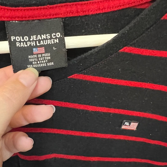 POLO JEAANS CO RALPH LAUREN CHICAGO BULLS RED BLACK TOP SHRUNK FITS AS PETITE L - Picture 6 of 8